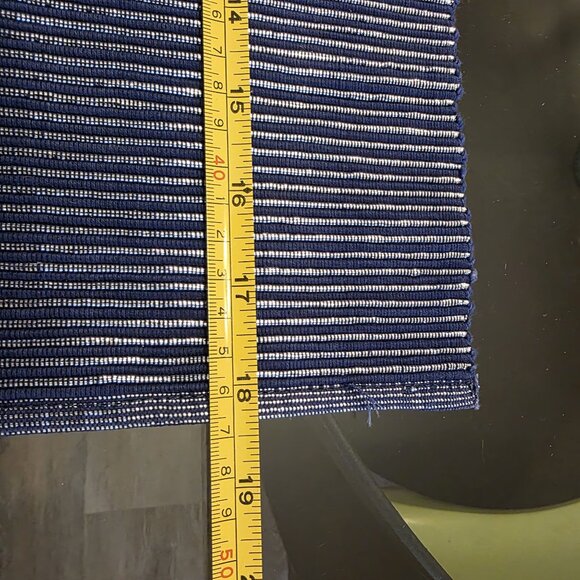 Woven Blue & Shiny Silver Thread Striped Placemats - Set Of 4 - 18" X 13" - Picture 9 of 10